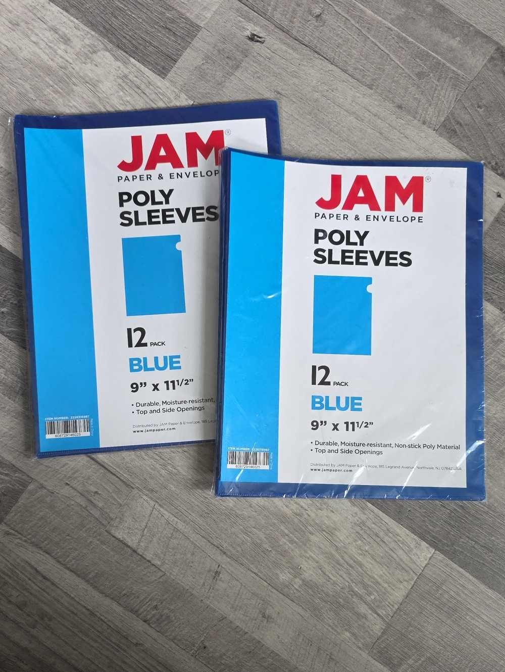JAM Poly Sleeves 9" x 11½" Blue 12-Pack (Set of 2)